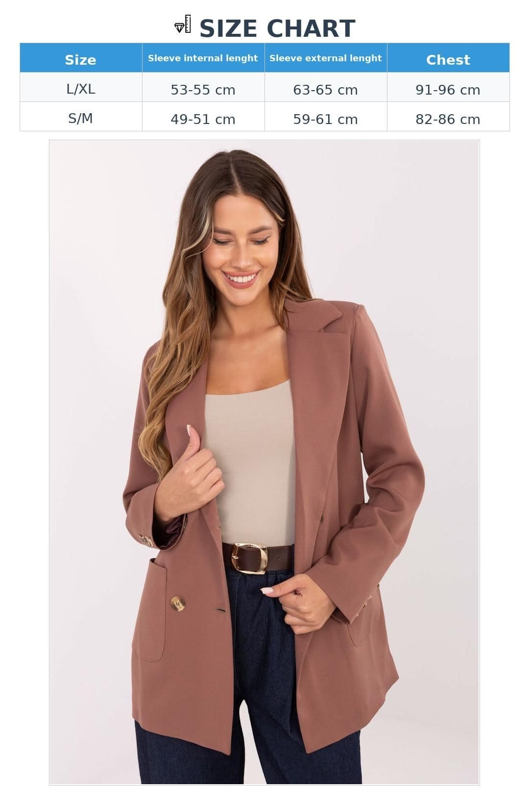 Love Lace Love Lace Women's Elegant Double Breasted Cotton Blazer with Pockets in Brown - 4