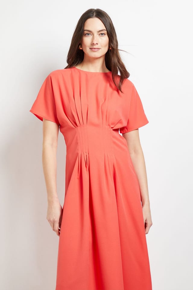 Principles Principles Women's Pleated Waist Detail Dress in Coral - 2