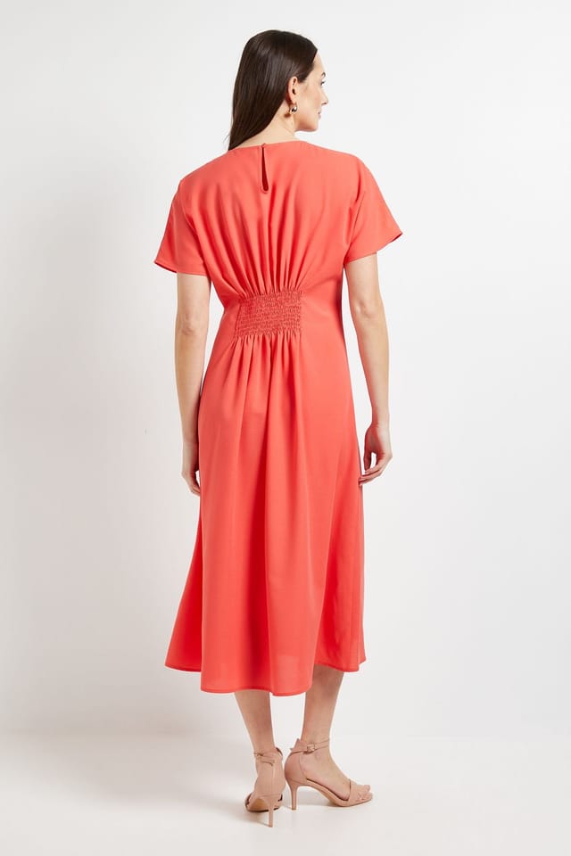 Principles Principles Women's Pleated Waist Detail Dress in Coral - 3