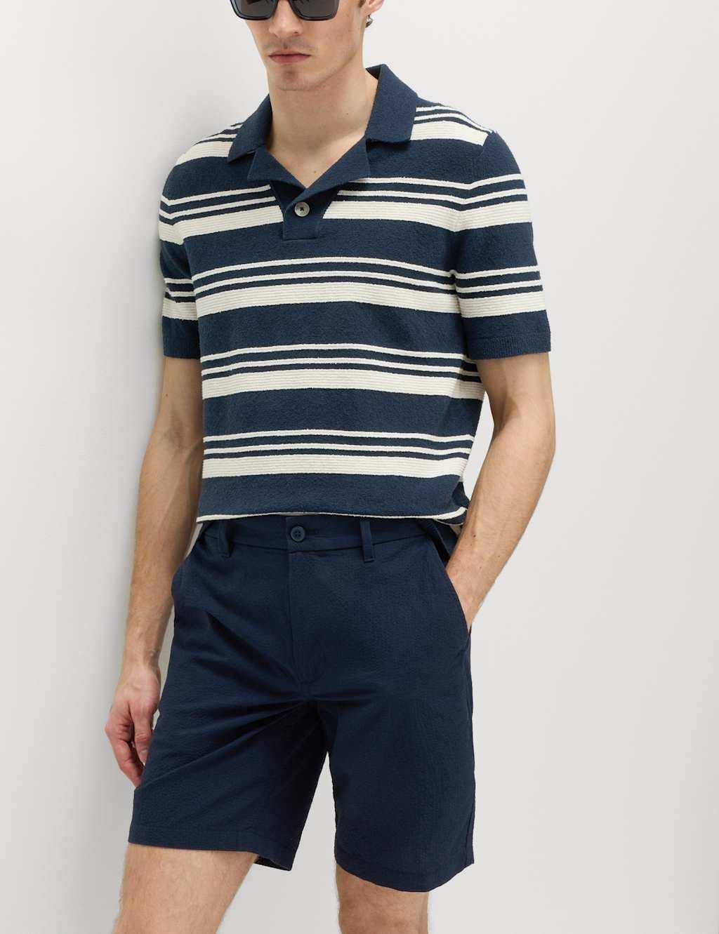 M&S Navy Seersucker Chino Shorts