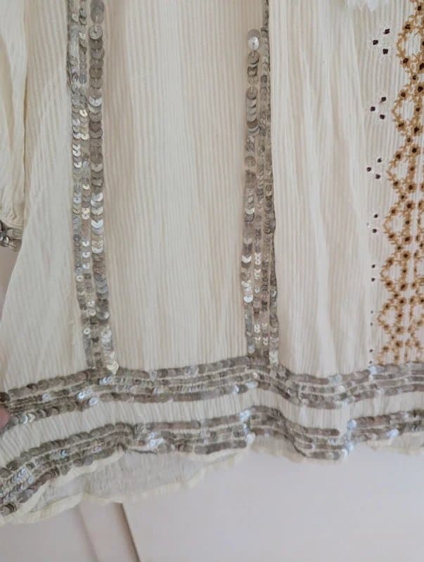 Topshop Vintage Kate Moss For Topshop Cream Embellished Sequin Boho Kaftan Dress UK 6