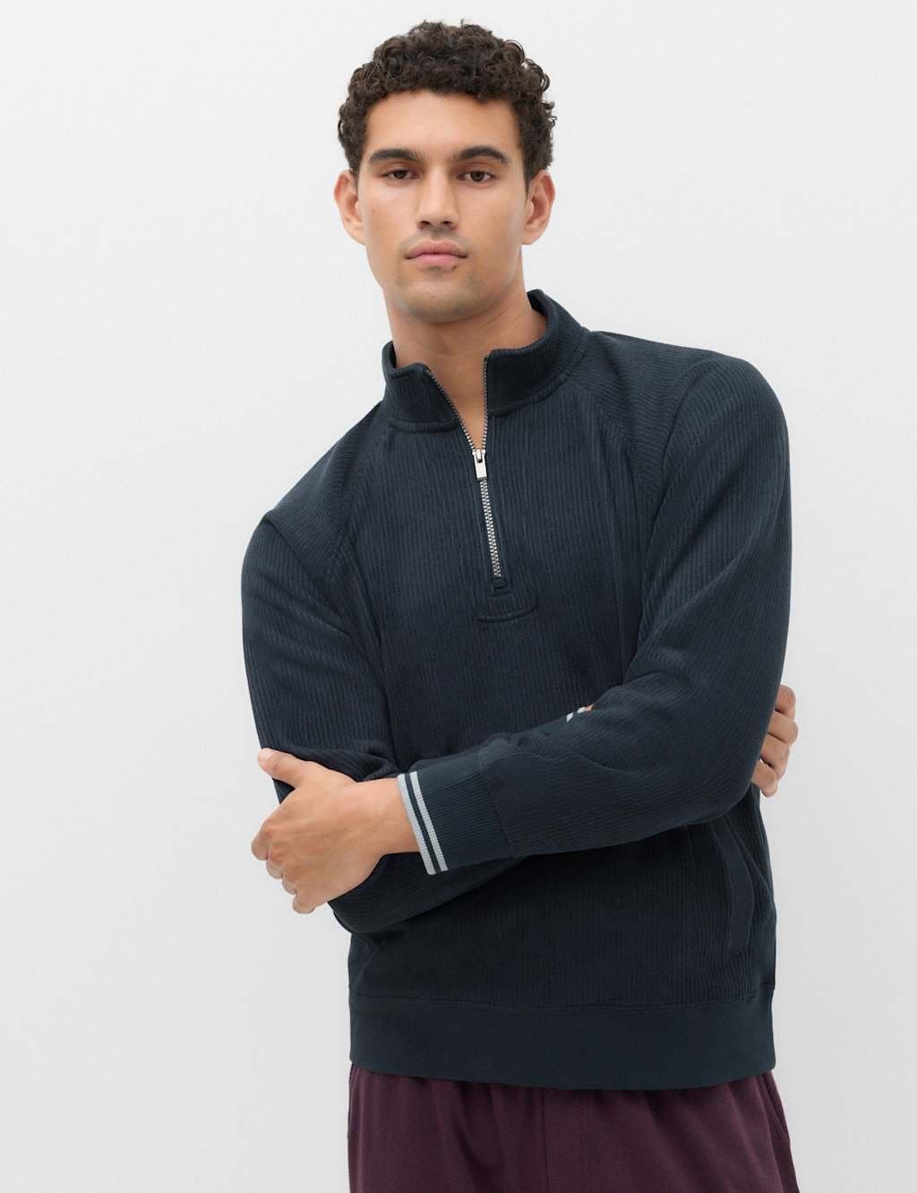 Marks & Spencer M&S Fleece Half Zip Loungewear Top Dark Navy