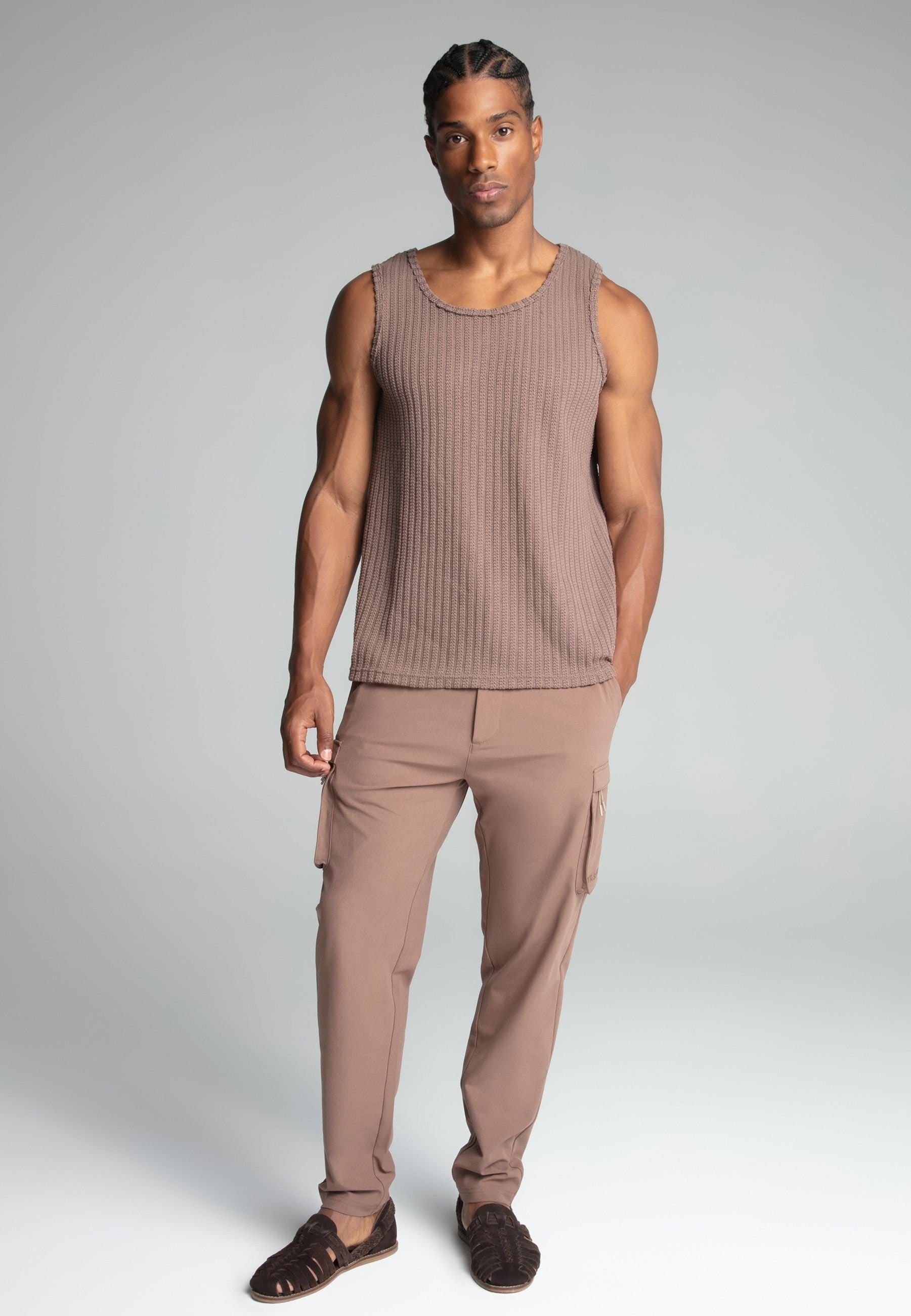 SikSilk SikSilk Men's Brown Textured Vest - 4