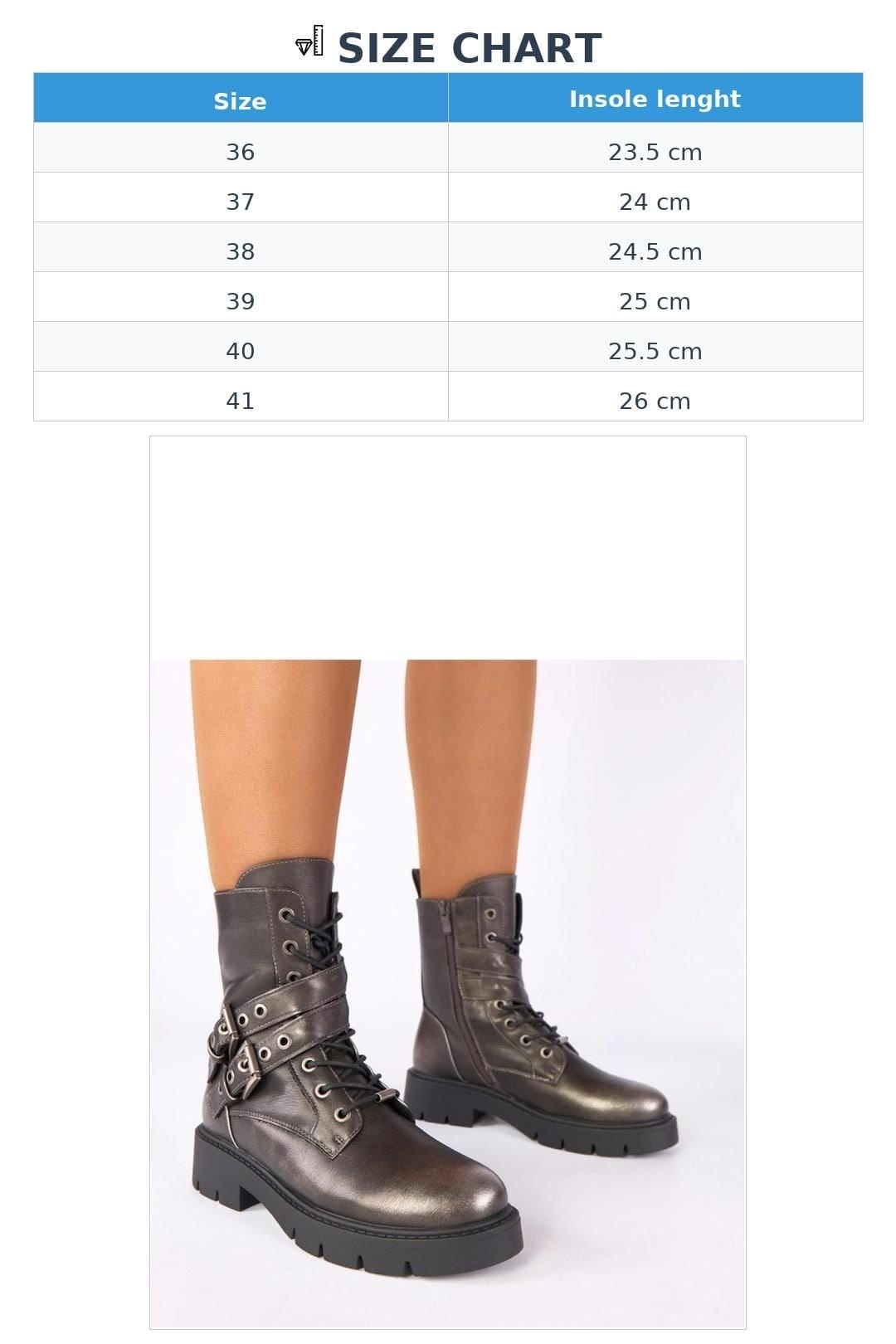 Love Lace Love Lace Women's Ruthy Metallic Platform Ankle Boots with Buckle Detail Style in Grey - 4