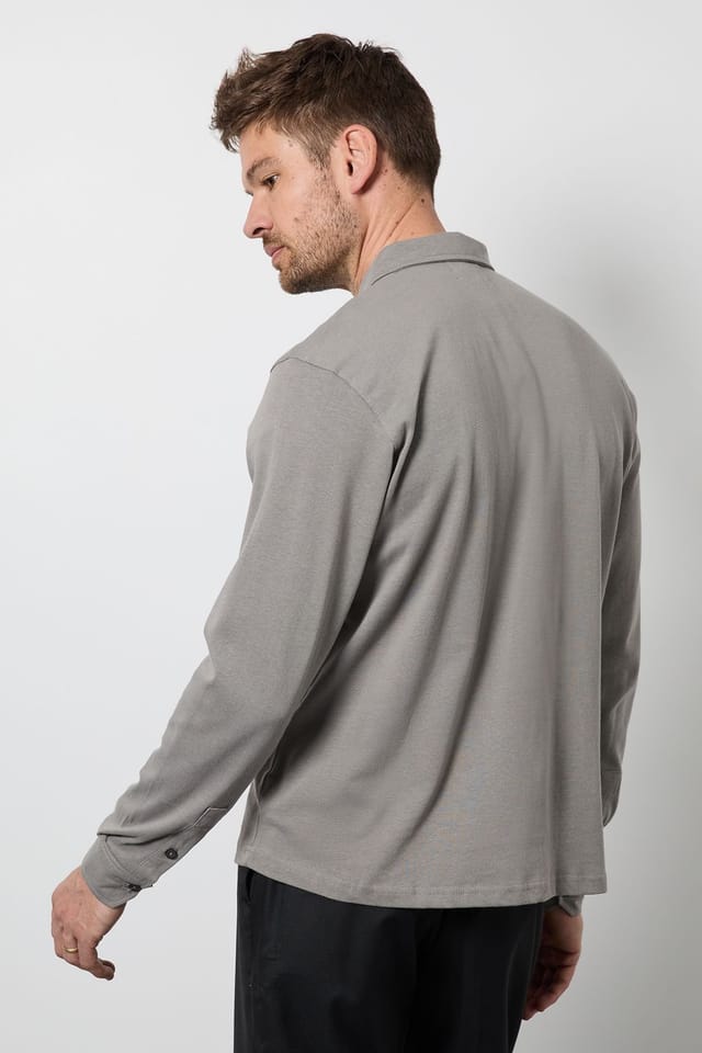 Burton Burton Men's Grey Long Sleeve Smart Polo Shirt - 3