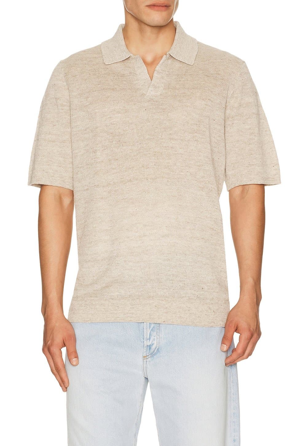 revolve Short Sleeve Linen Sweater Polo