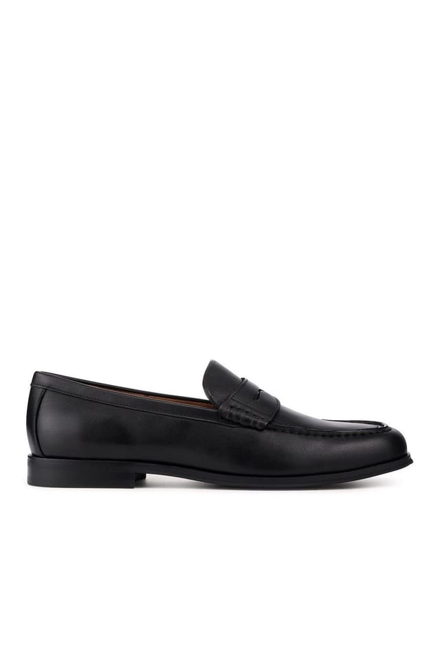 Jones Bootmaker Jones Bootmaker Men's Quadir Slip On Leather Penny Loafers in Black - 2