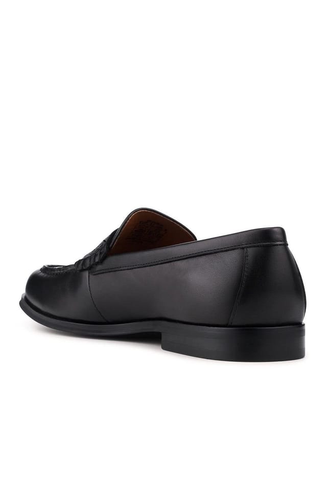 Jones Bootmaker Jones Bootmaker Men's Quadir Slip On Leather Penny Loafers in Black - 3