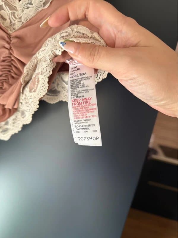 Topshop Topshop Coquette Blush Pink Lace Trim Ruched Cami Top UK 10 #drea9