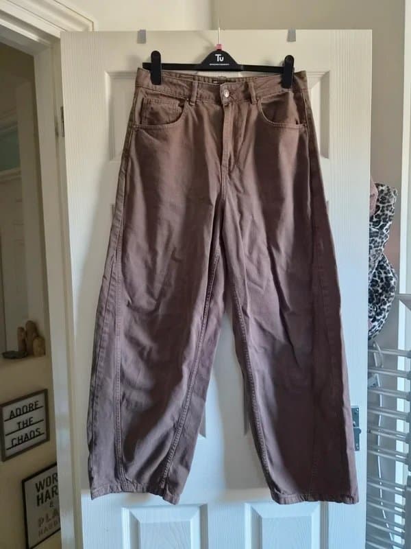 ASOS Design Asos design brown barrel leg jeans size 12