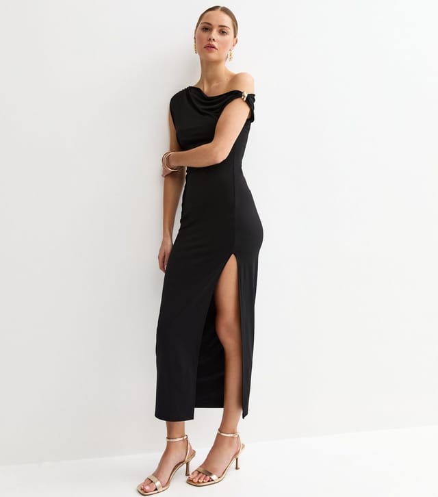 New Look Women's Black Jersey Off The Shoulder Midi Dress New Look - 3