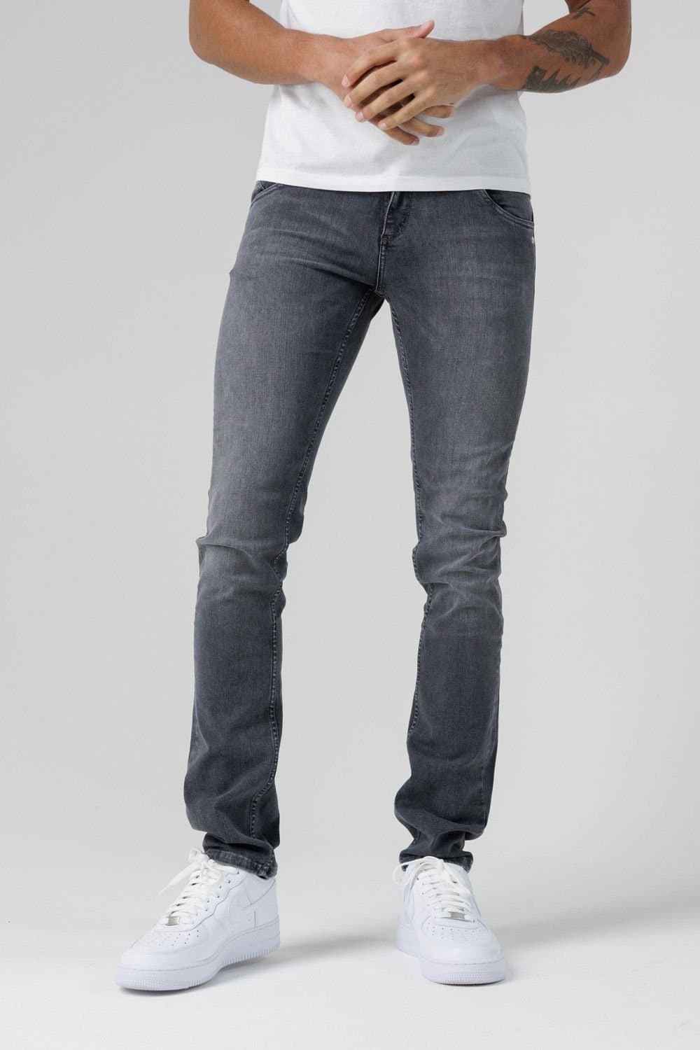 Monkee Genes Monkee Genes Men's Skinny Mid-Rise Denim Jeans in Grey