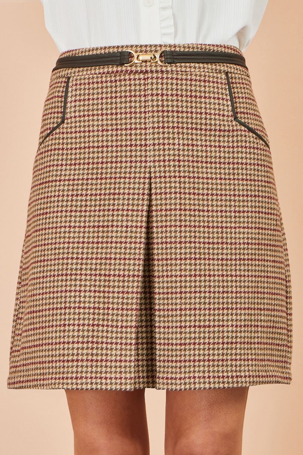 Yumi Yumi Women's Check Mini Skirt With Pockets in Brown