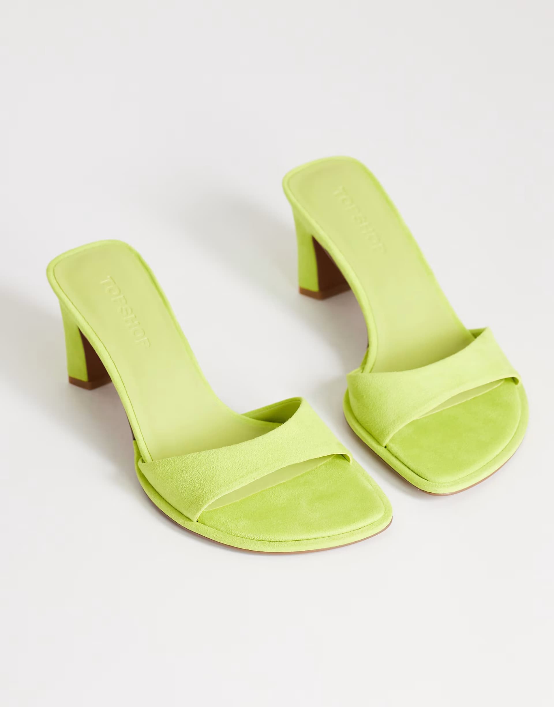 ASOS Topshop Ari mule mid heeled sandal in lime