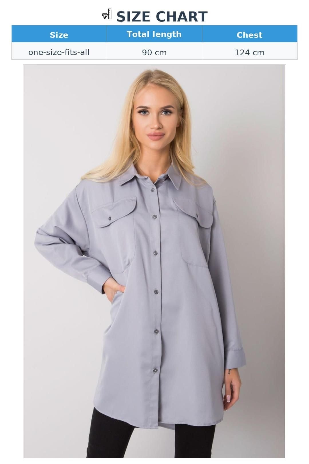 Love Lace Love Lace Women's Long Sleeve Buttoned Extended Shirt Pockets in Grey - 4
