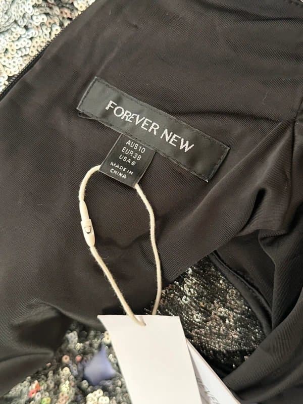 Forever New Forever New Silver Sequin Mini Dress - Size UK 10 - Brand New with Tags