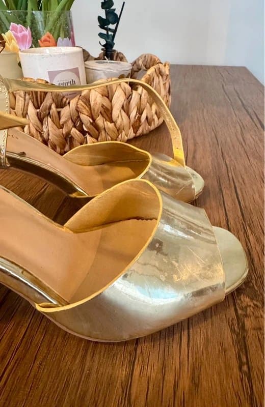 New Look New look stunning gold sequin embellished heels sandals size 5