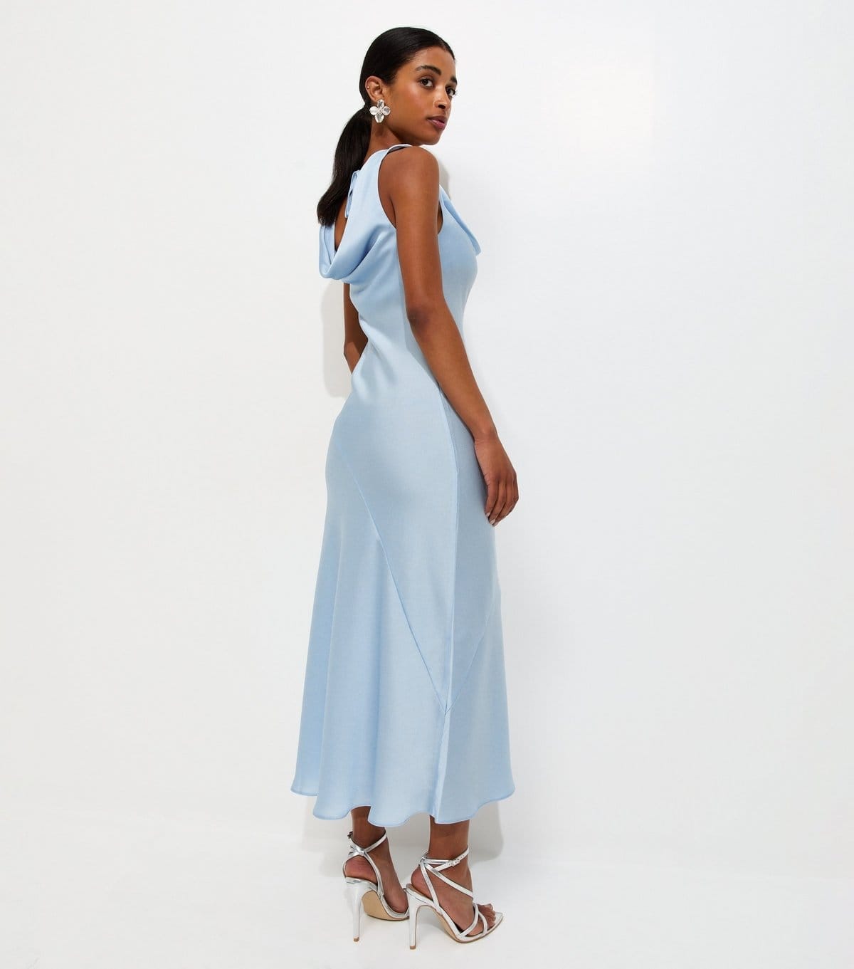 New Look Women's Light Blue Satin Cowl Neck Sleeveless Maxi Dress New Look - 4