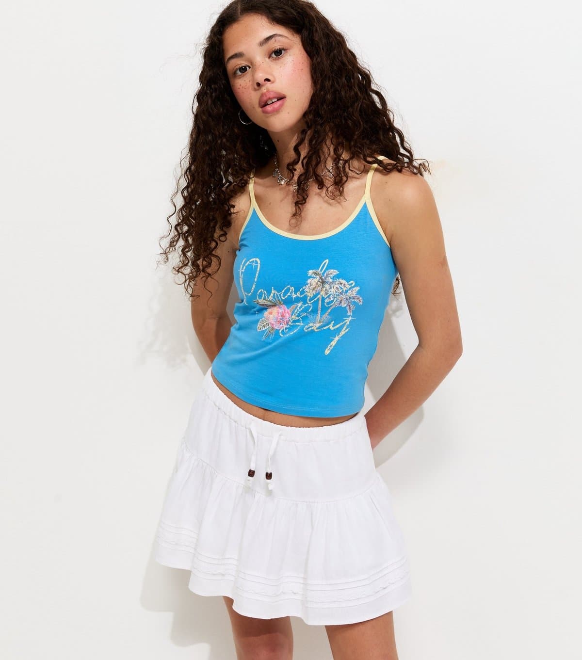 New Look Girls' White Linen Rich Tiered Skort New Look