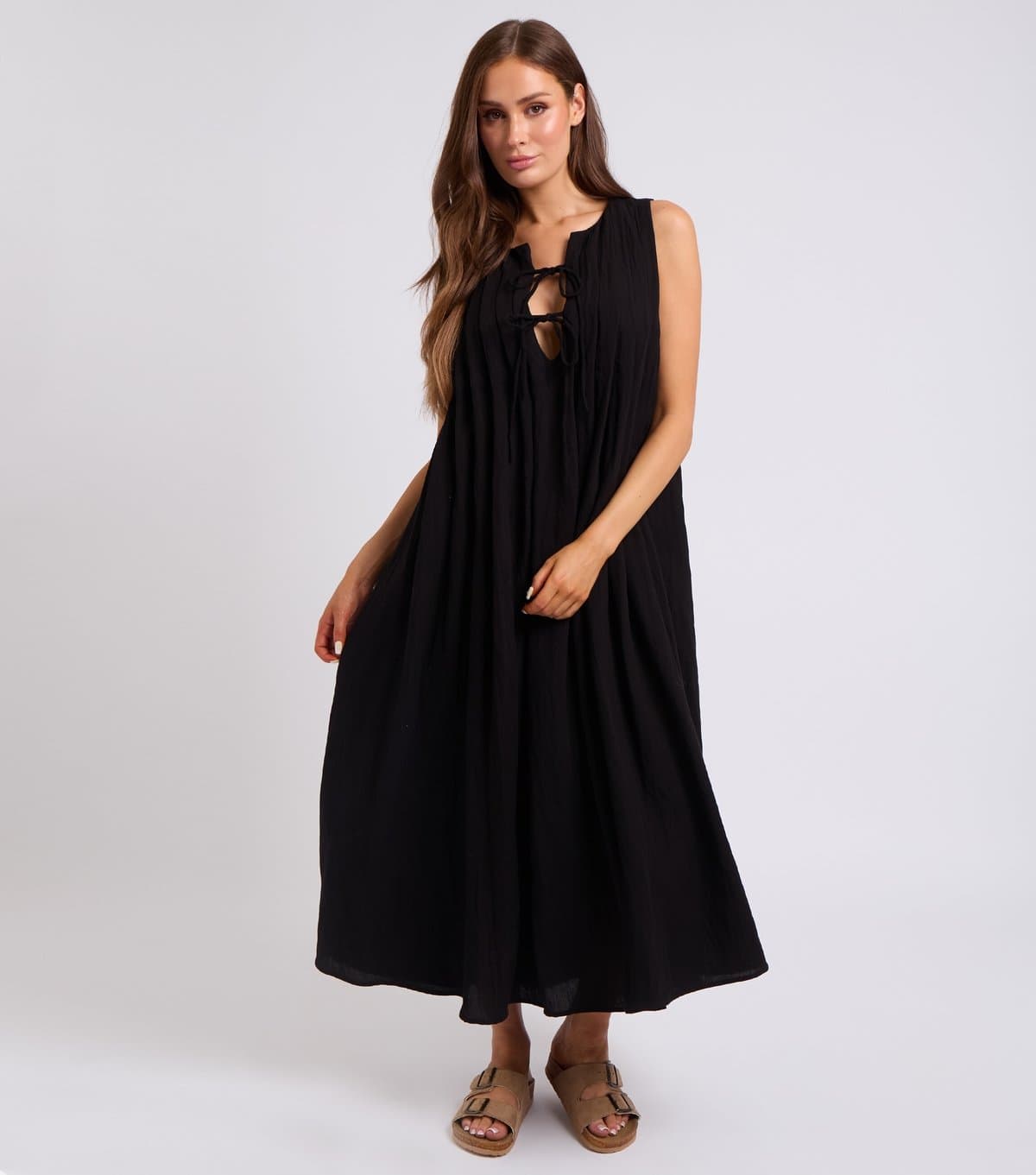 Urban Bliss Women's Black Tie Front Textured Maxi Dress Urban Bliss New Look