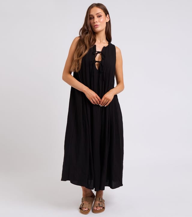 Urban Bliss Women's Black Tie Front Textured Maxi Dress Urban Bliss New Look - 2