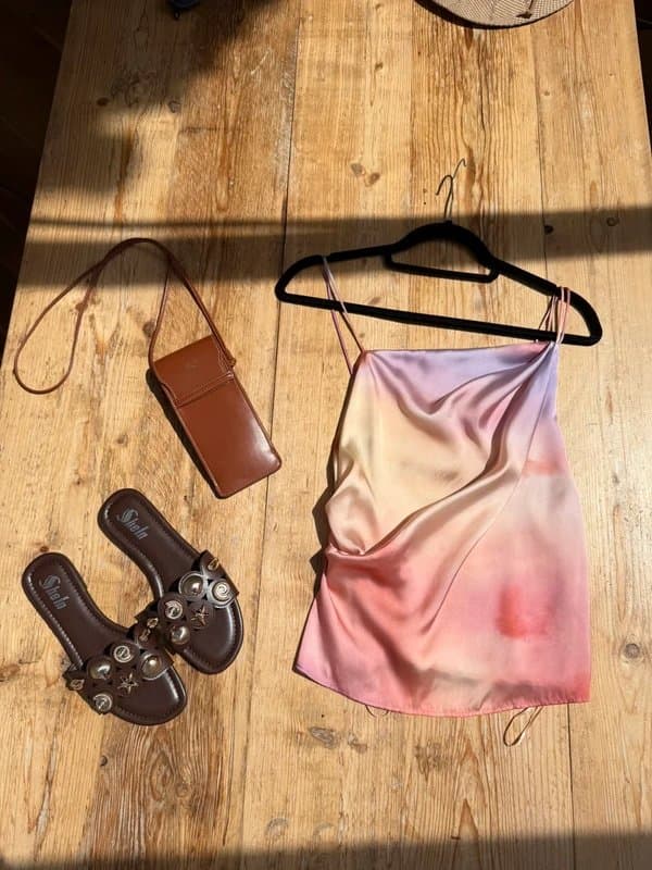 Zara Sold out viral Zara watercolour ombré pastel dye cami top asymmetric summer top
