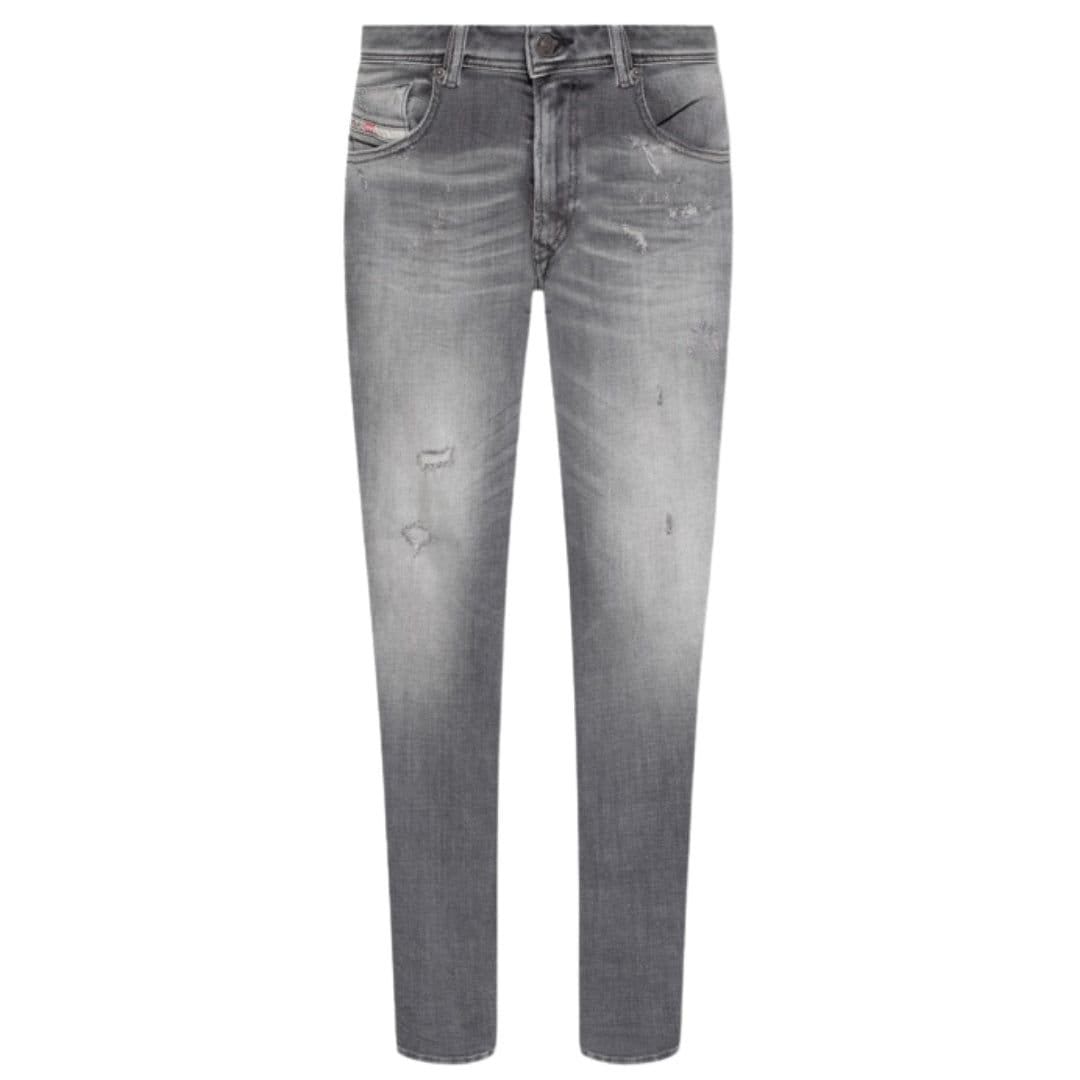 Diesel Men's 1979 Sleenker Frayed Grey Faded Denim Jeans
