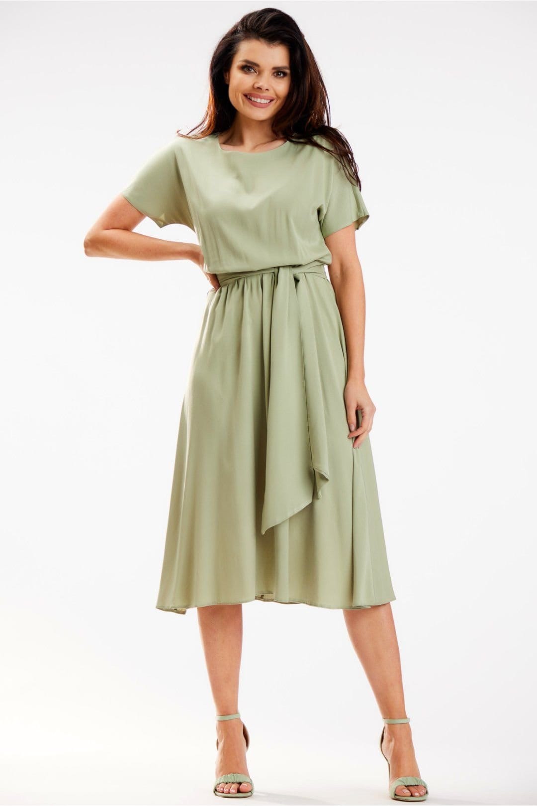 Love Lace Green Viscose Kimono Midi Dress