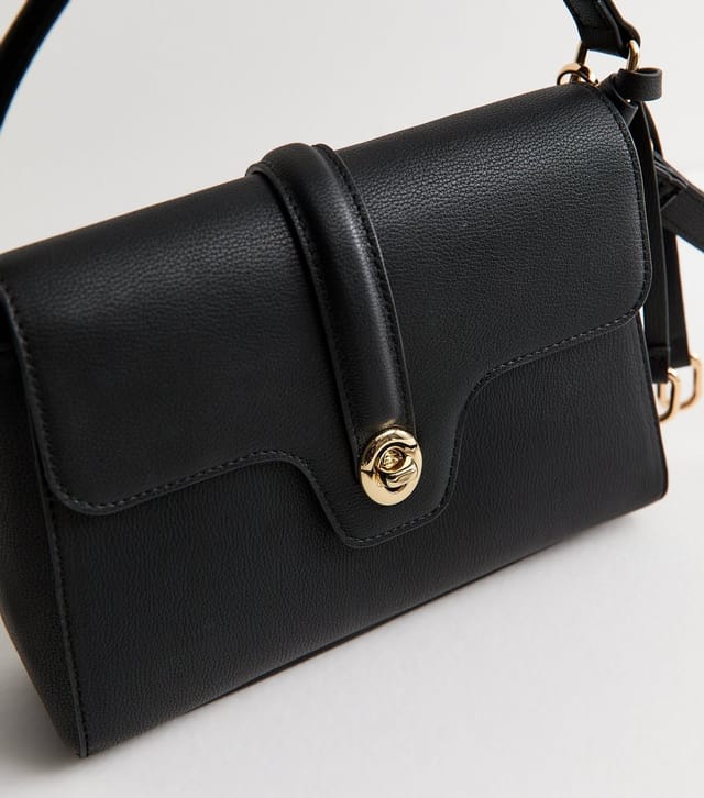 New Look Black Top Handle Front Clasp Crossbody Bag Vegan New Look - 3