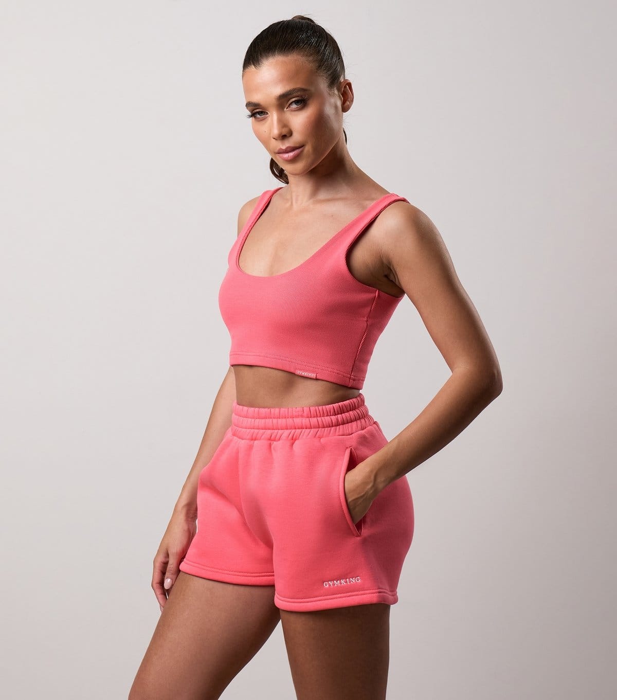 Gym King Coral Ribbed Scoop Neck Sports Bra