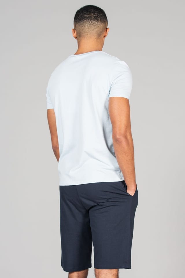 Tokyo Laundry Tokyo Laundry Men's Cotton 2-Piece Short Sleeve Top & Jersey Shorts Pyjama Set in Blue - 2