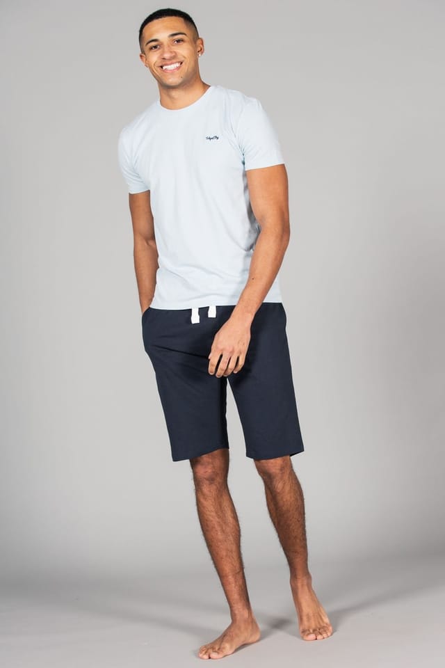Tokyo Laundry Tokyo Laundry Men's Cotton 2-Piece Short Sleeve Top & Jersey Shorts Pyjama Set in Blue - 3