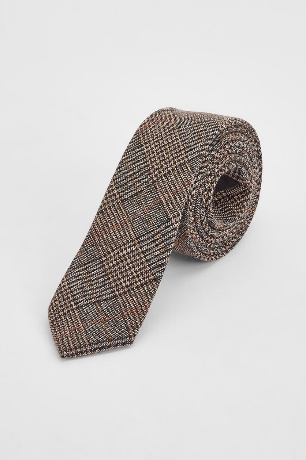 Burton Burton Men's Brown Tweed Look Check Tie