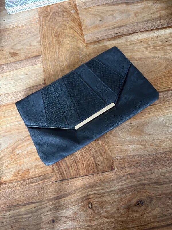 New Look New Look Black Leather Effect Clutch Bag