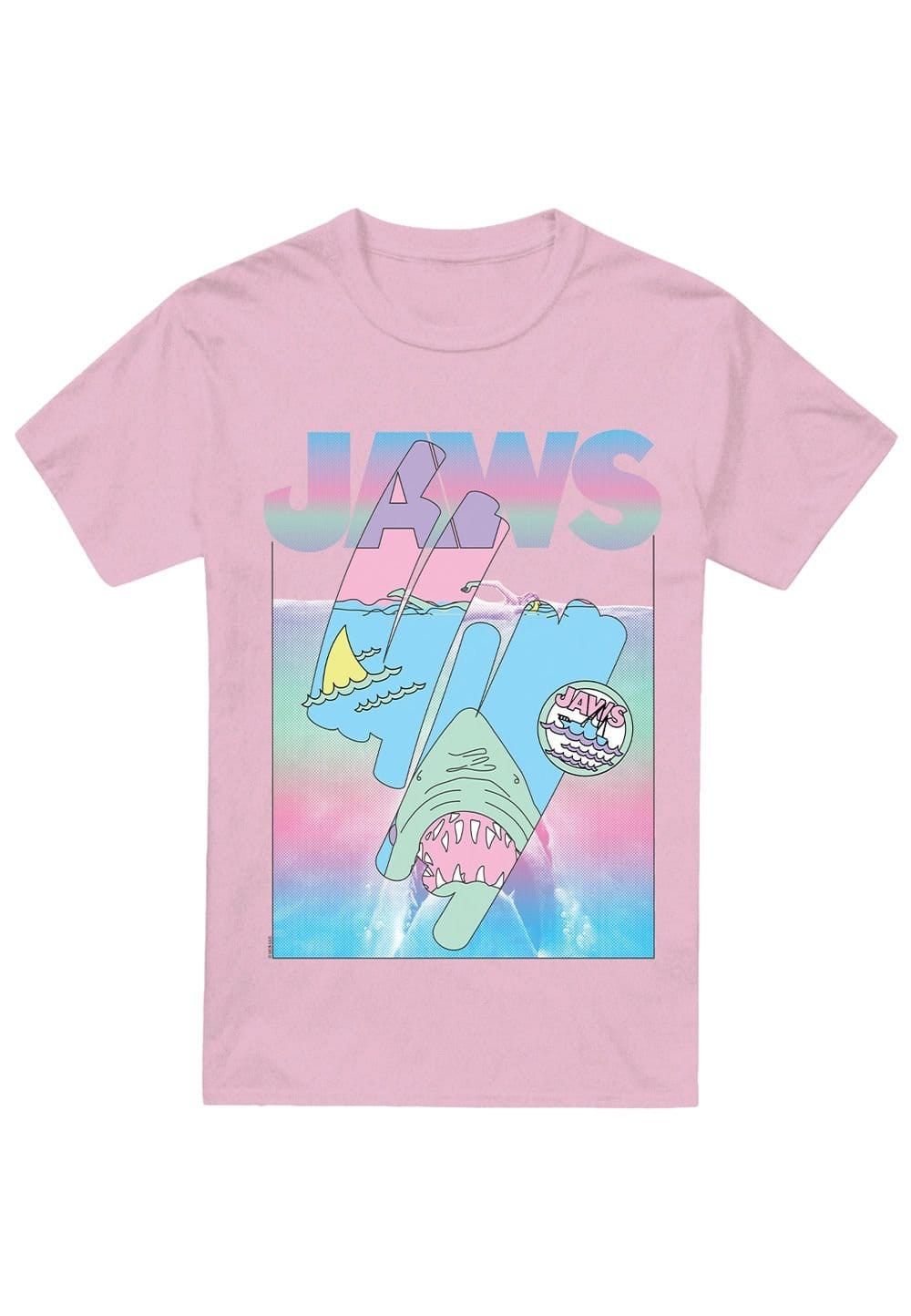 Universal Universal Men's Jaws Cartoon Swipe Poster T-Shirt, Light Pink - 4