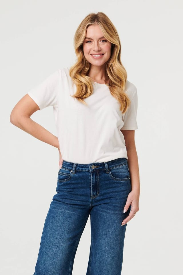 Izabel London Izabel London Women's High Waist Wide Leg Jeans in Blue - 2