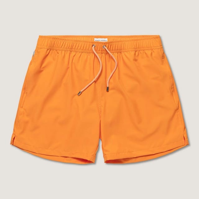 Panos Emporio Panos Emporio Men's Classic solid swimshorts in blazing orange with front tie string - 2