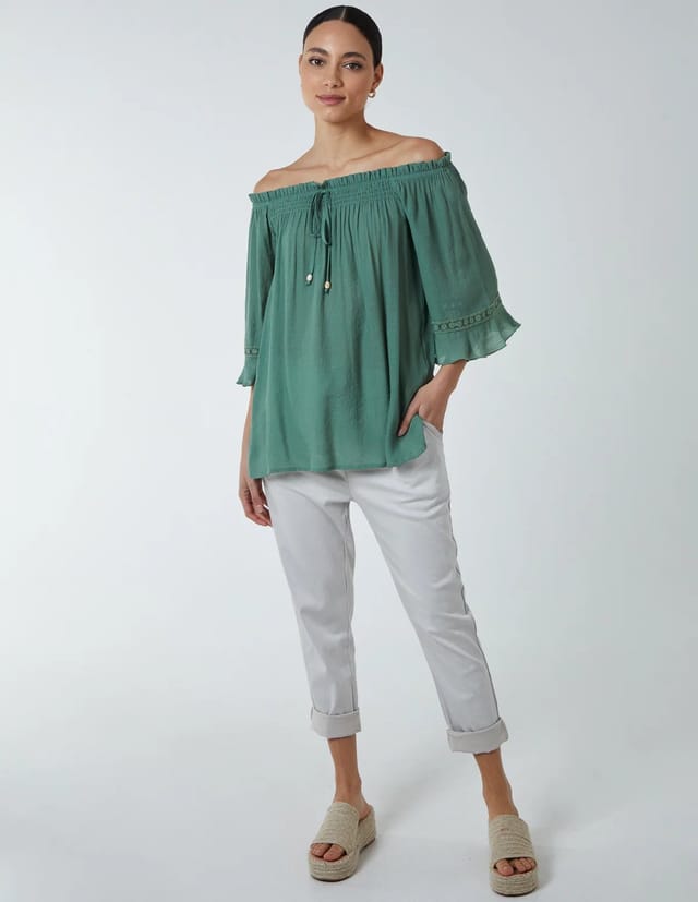 Blue Vanilla Bardot Tie Front Top - 2
