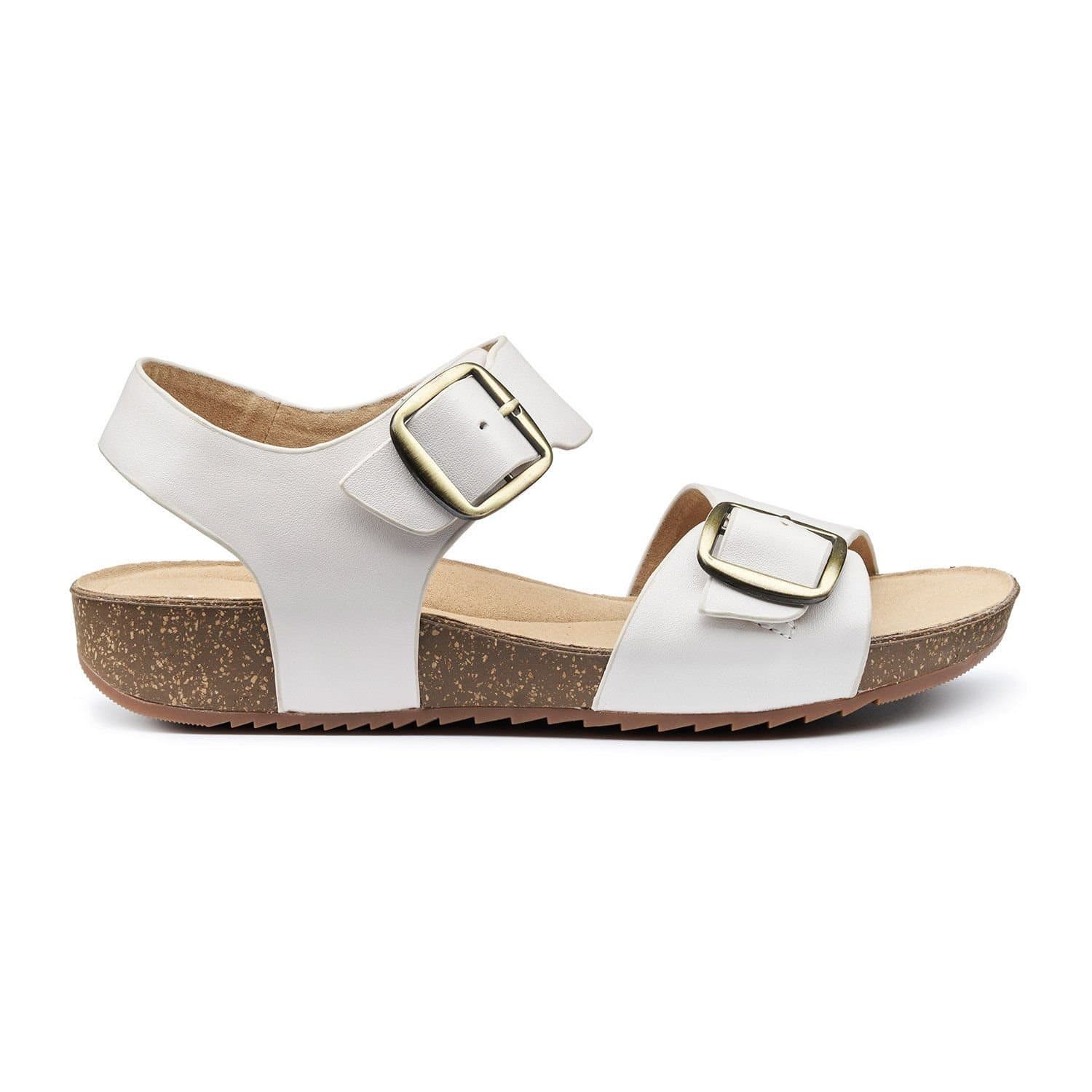 Hotter Hotter Women's Wide Fit 'Tourist II' Cork-Wedge Sandals in Off-White