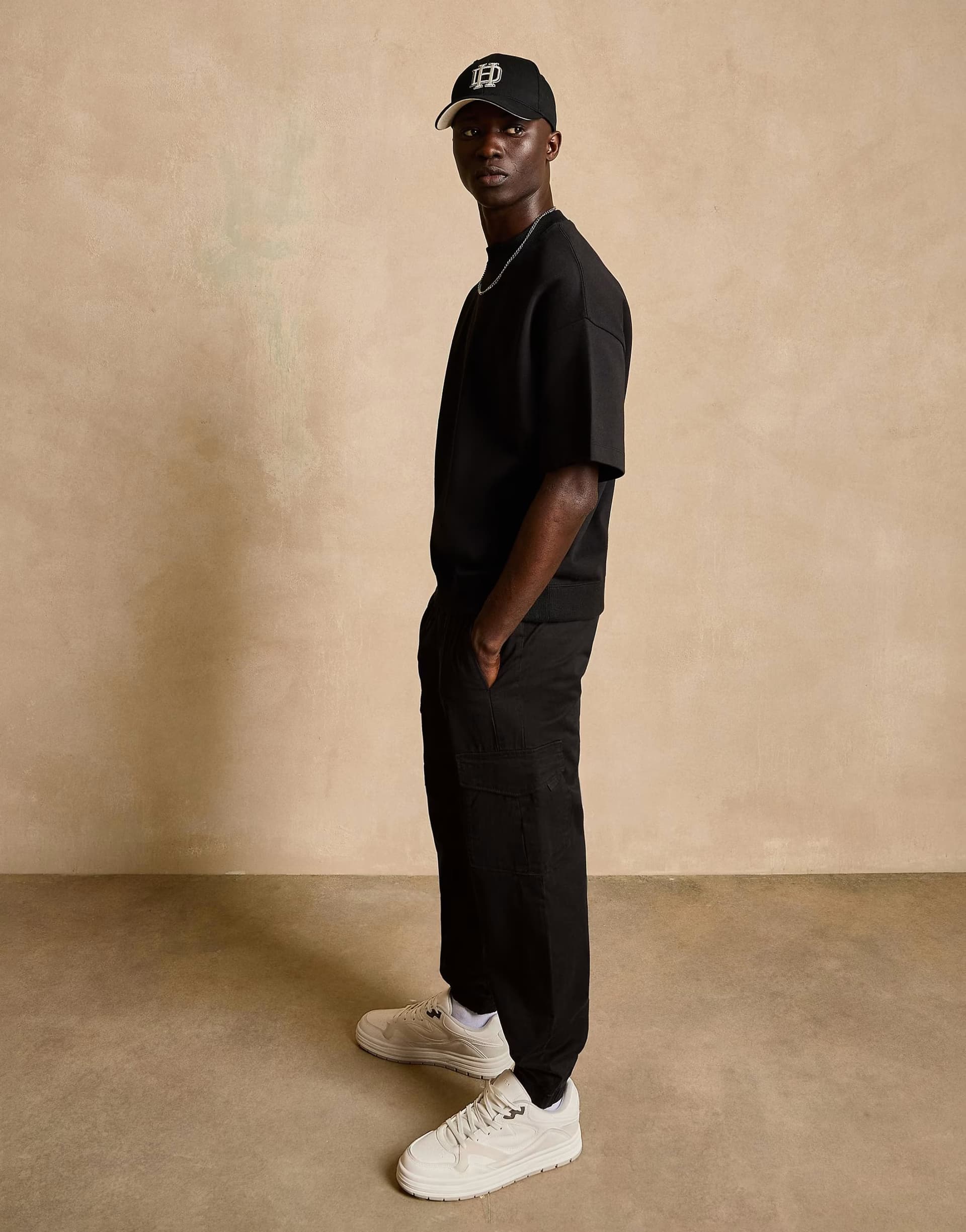 ASOS Bershka Cargo joggers in black