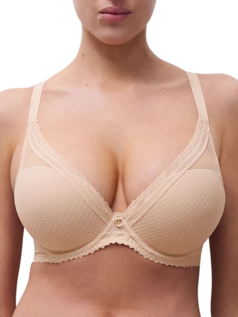 Chantelle Chantelle Women's Romance Plunge T-Shirt Bra in Beige