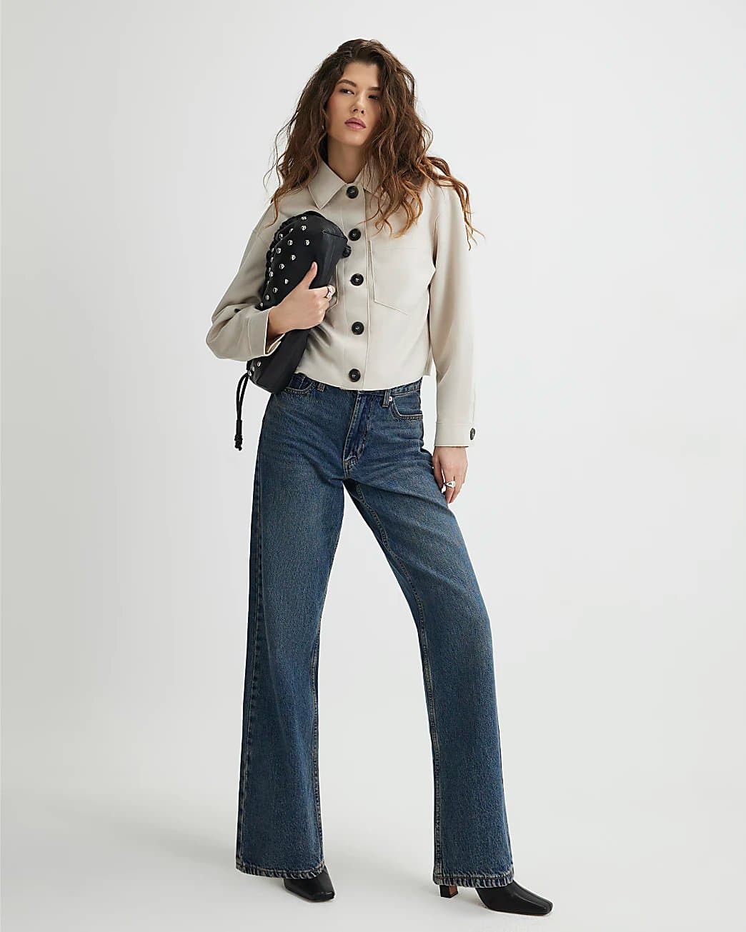 River Island River Island Womens Cream Faux Suede Overshirt