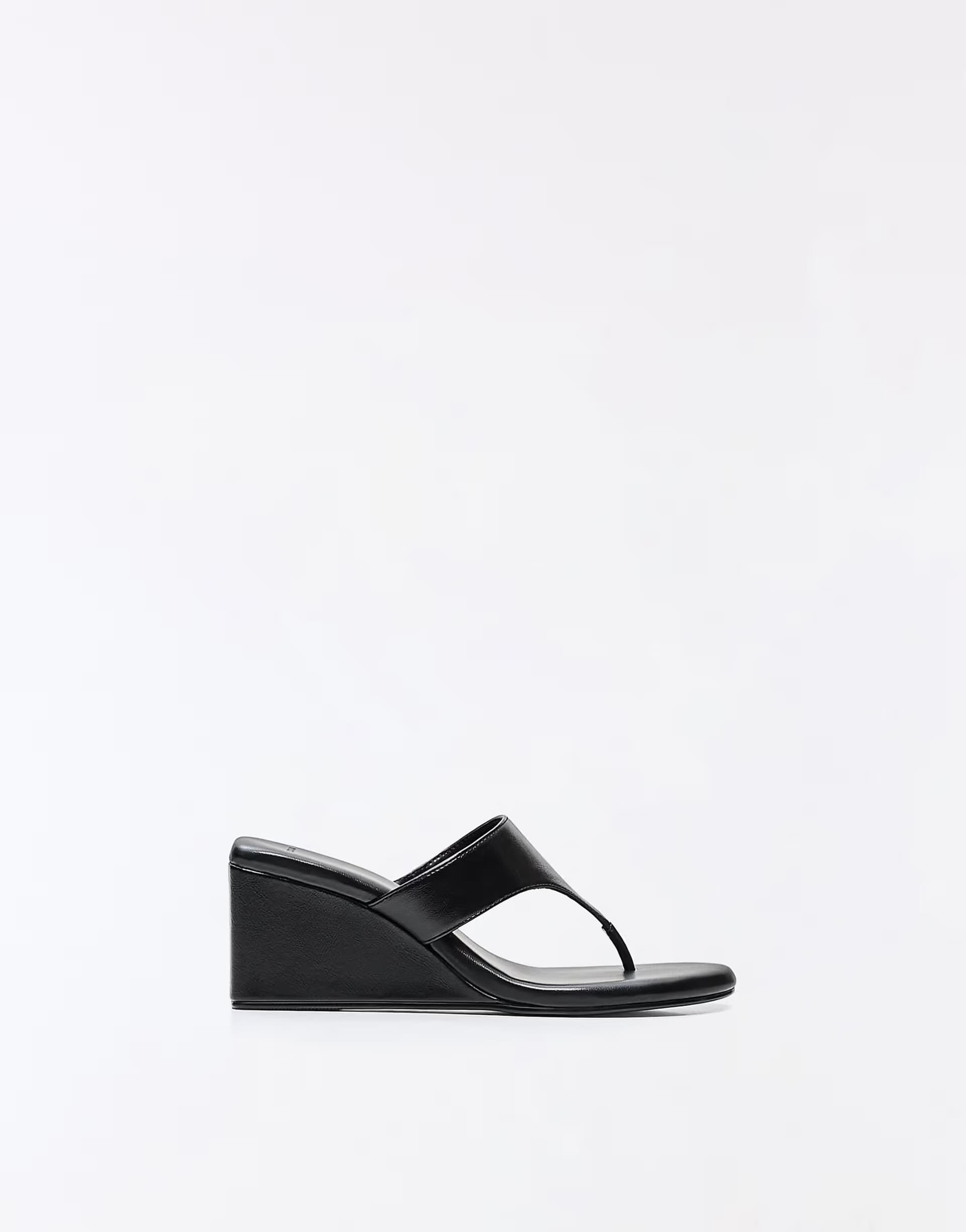 ASOS ASOS Black Faux Leather Wedge Heel Sandals