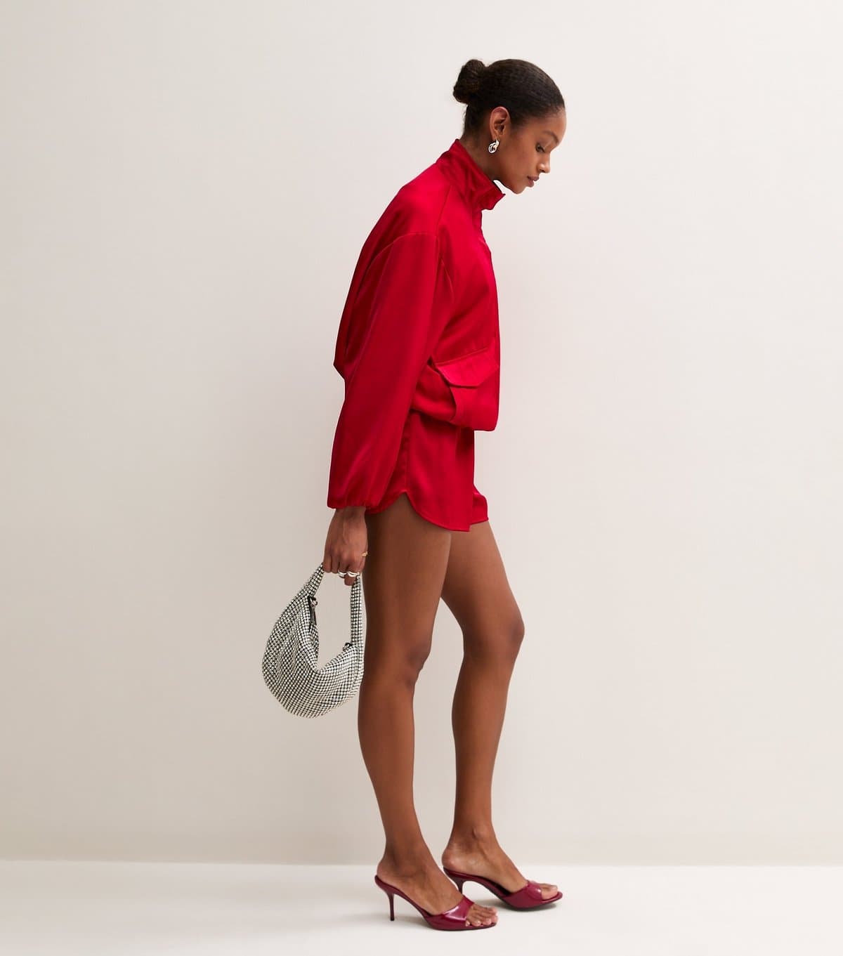 New Look Women's Bright Red Satin Pull On Shorts New Look