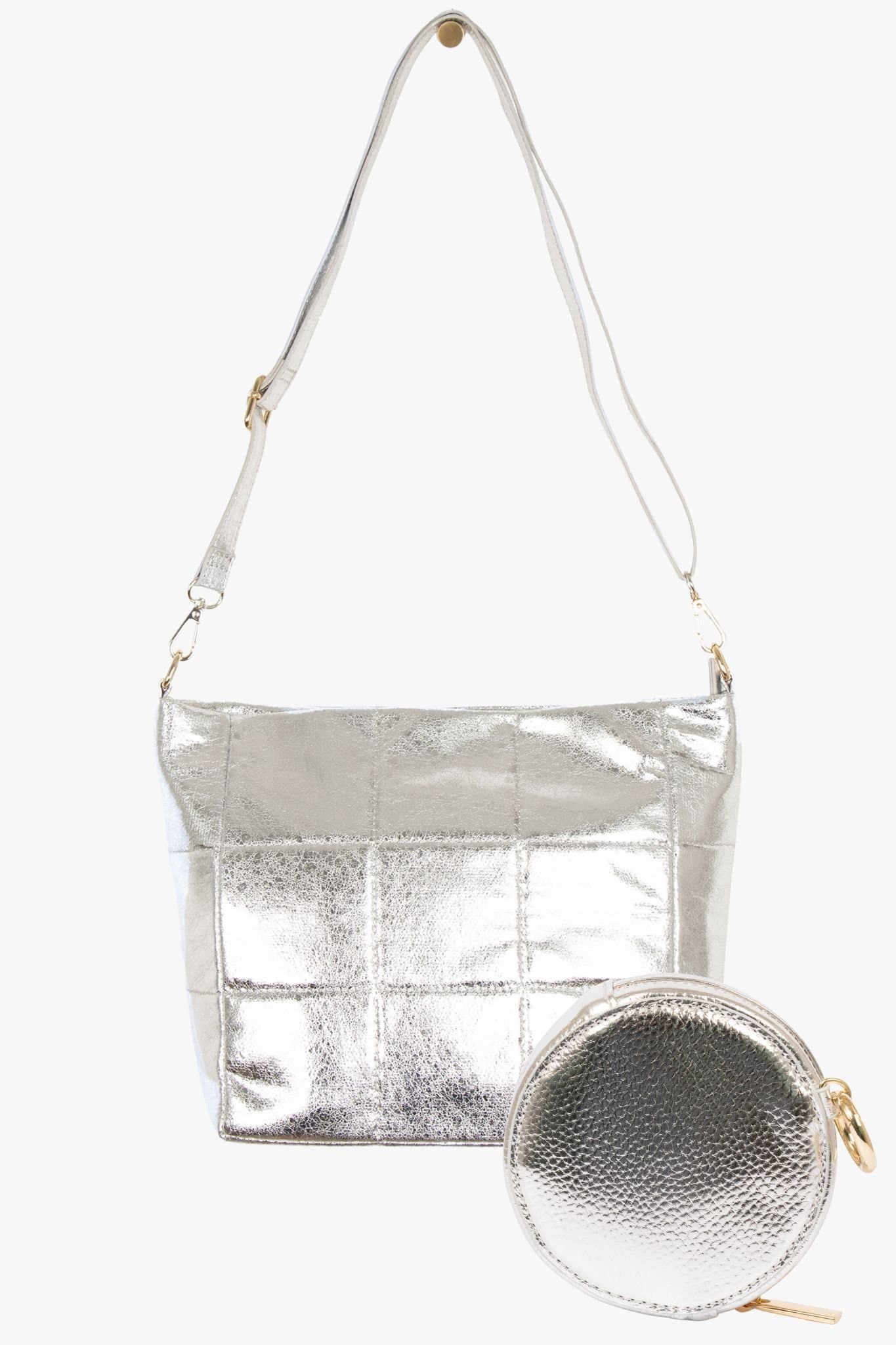 Etre Etre Silver Faux Leather Crossbody Bag & Coin Purse Set