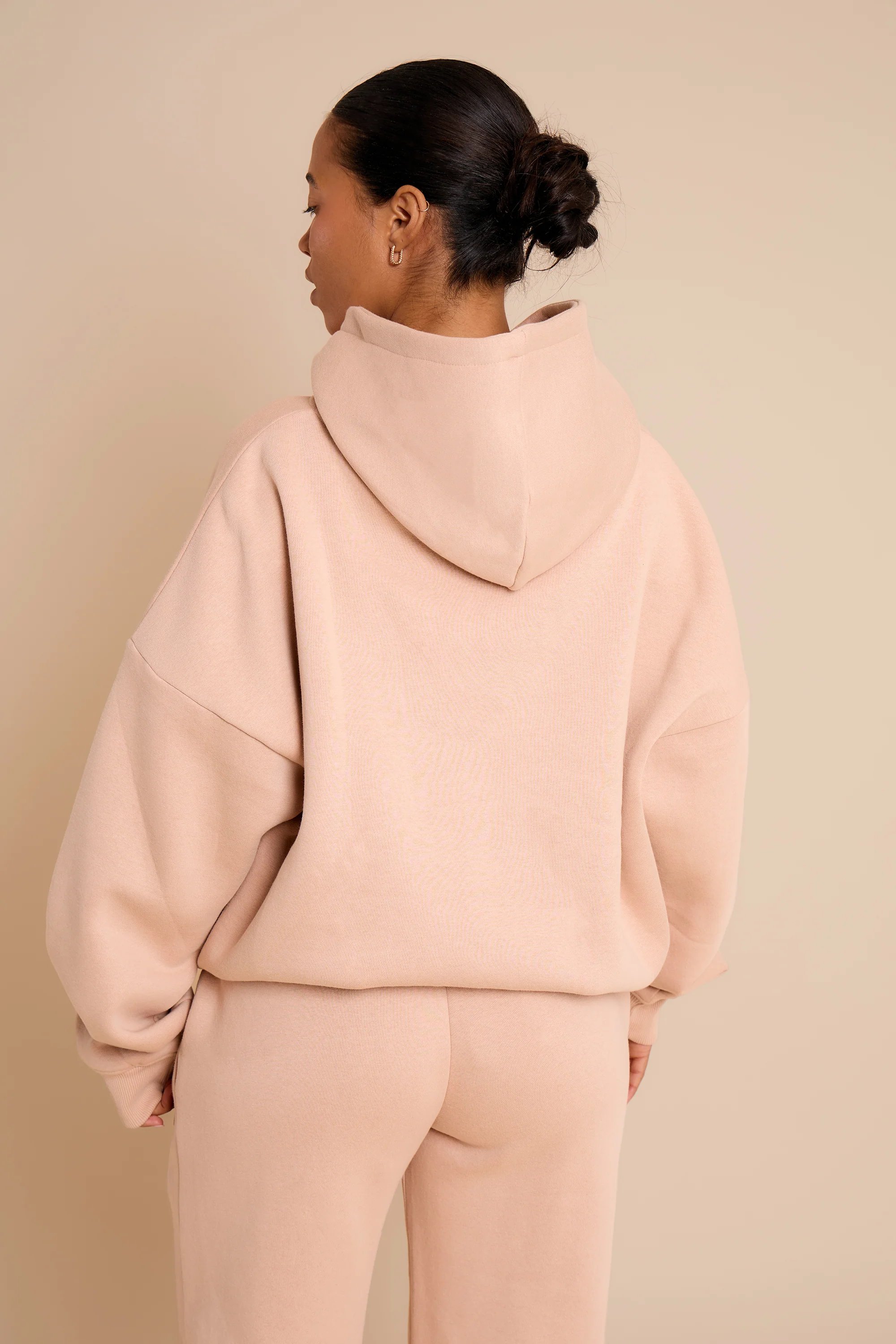 Kaiia Kaiia Jeans Embossed Oversized Hoodie Clay Pink - 4