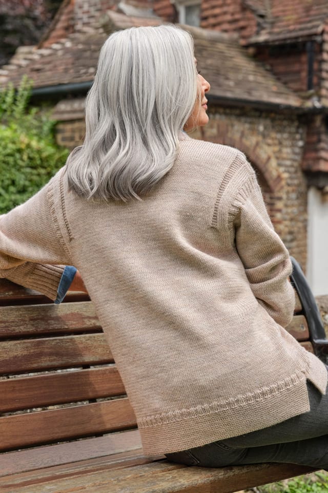 WoolOvers WoolOvers Women's Pure Wool Guernsey Jumper in Light Beige - 3
