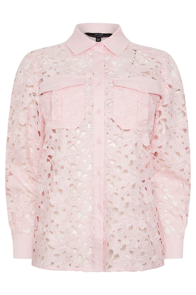 Star by Julien Macdonald Star by Julien Macdonald Women's Lace Button Through Shirt in Pink - 3