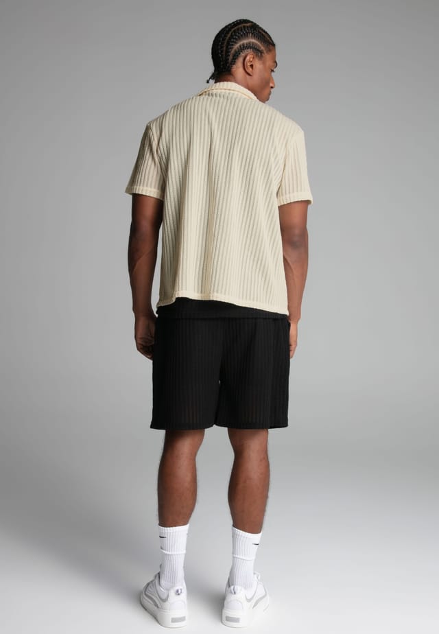 SikSilk SikSilk Men's Ecru Textured Resort Shirt - 3