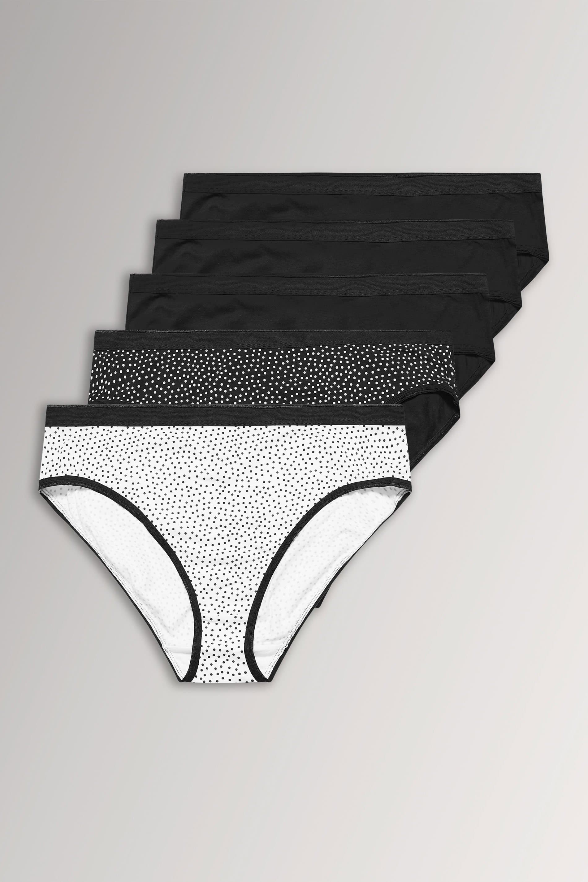Yours 5 Pack Plus Size Black High Leg Knickers